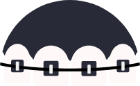 Row of teeth with braces icon